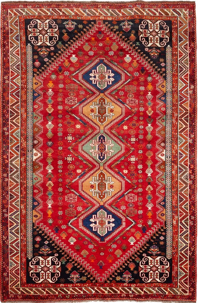 Shiraz Tappeto persiano 180x270 Rosso (Iran) Annodato A Mano