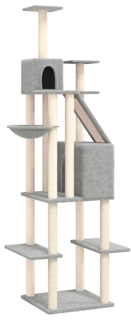 Albero per gatti con tiragraffi in sisal grigio chiaro 201 cm