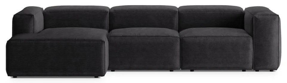 Divano angolare grigio scuro (con penisola a sinistra/con chaise lounge) con rivestimento in velluto a coste Bergamo – Cosmopolitan Design