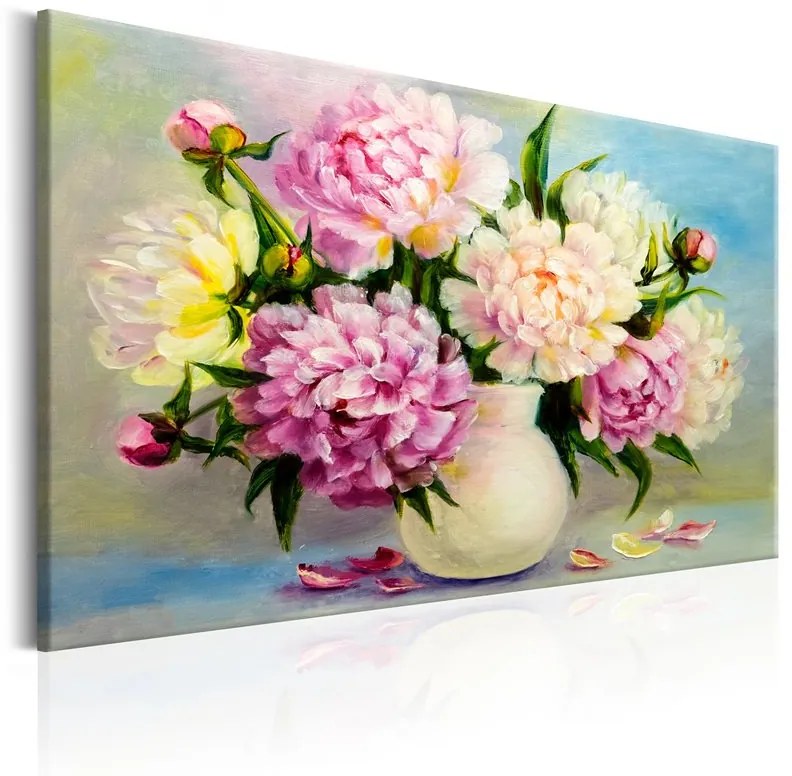 Quadro Peonies  Bouquet of Happiness  Colore Blu, Dimensioni e Misure 90x60