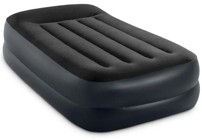 64122ND - Materasso Gonfiabile Dura-Beam Pillow Rest Raised Singolo, con Pompa Elettrica Incorporata, pvc, Nero, 99x191x42 cm - Intex