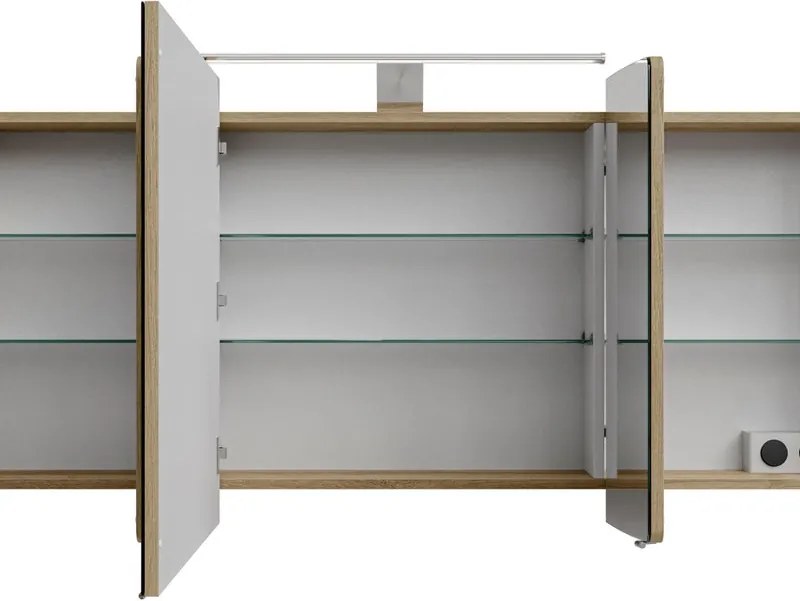 Specchio Contenitore Con Illuminazione Cassca PELIPAL legno caldo L 140 x H 67 x P 17 cm