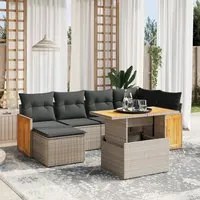 Set Divani da Giardino 7 pz con Cuscini Grigio in Polyrattan 3274063