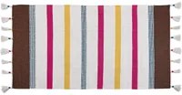 Tappeto strisce multicolore cotone 80 x 150 cm rettangolare tessuto a mano