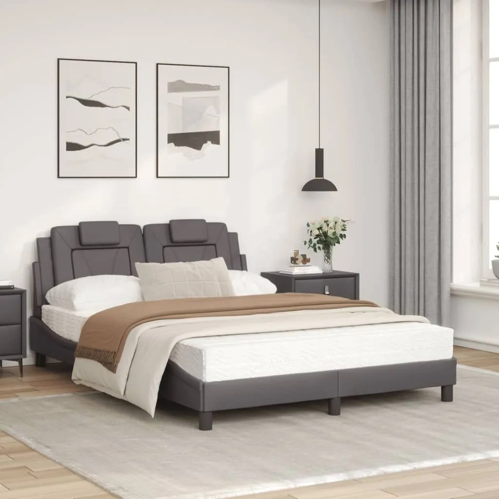 Letto con Materasso Grigio 120x200 cm in Similpelle