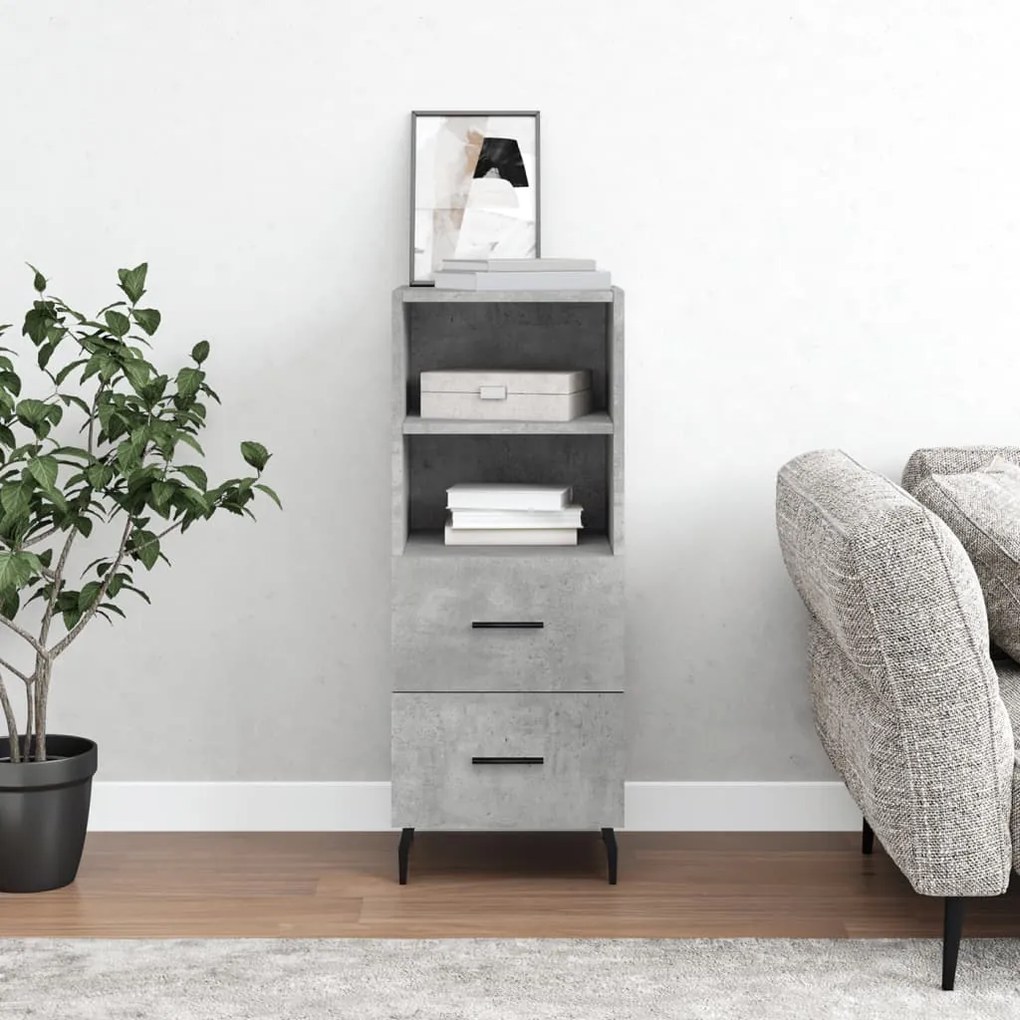 Credenza Grigio Cemento 34,5x34x90 Cm İn Legno Multistrato /