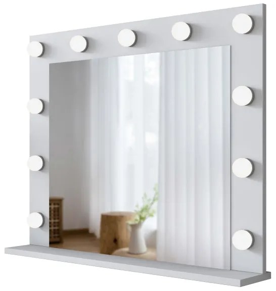 Specchio da parete con mensola RANI 90x71,8 cm bianco