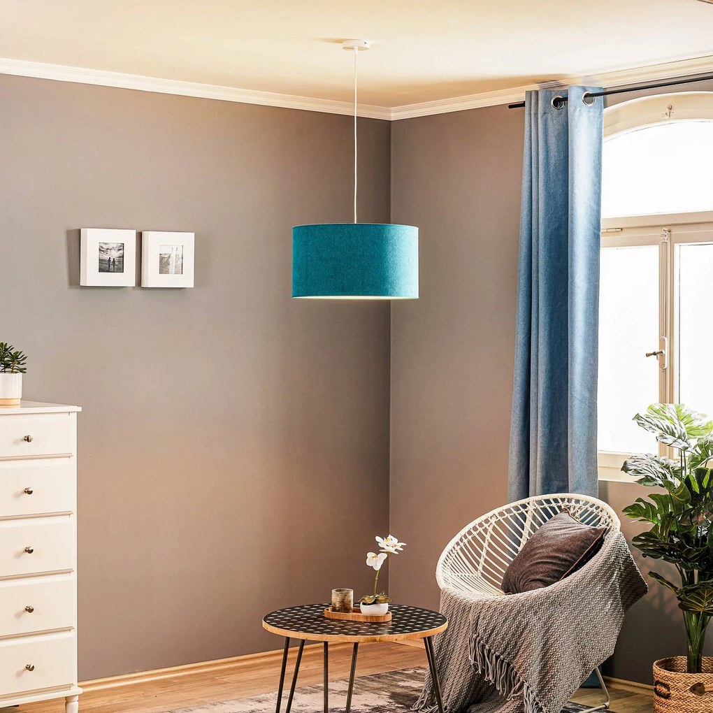 Duolla Lampada a sospensione Bristol, motivo intrecciato, turchese