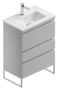 Mobile sottolavabo e lavabo Pull grigio artico opaco in mdf L 60 x H 56 x P 46 cm 1 vasca 3 cassetti