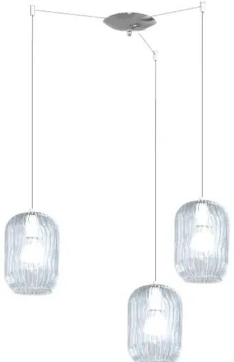 Sospensione cromo 3 luci spostabile vetri blu 1181cr-s3 s-bl