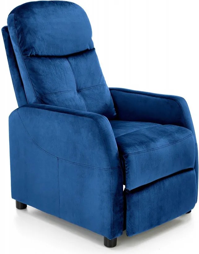 Poltrona reclinabile Felipe 2 in velluto blu navy - H103 cm