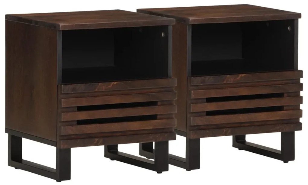 Comodini 2pz 40x34x46 Cm İn Legno Massello Di Mango /