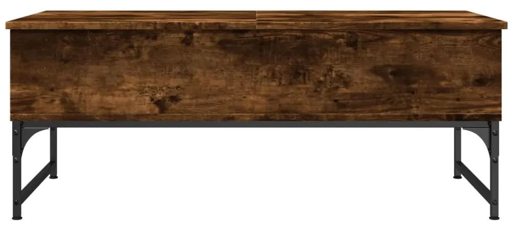 Tavolino salotto rovere fumo 100x50x40cm multistrato e metallo