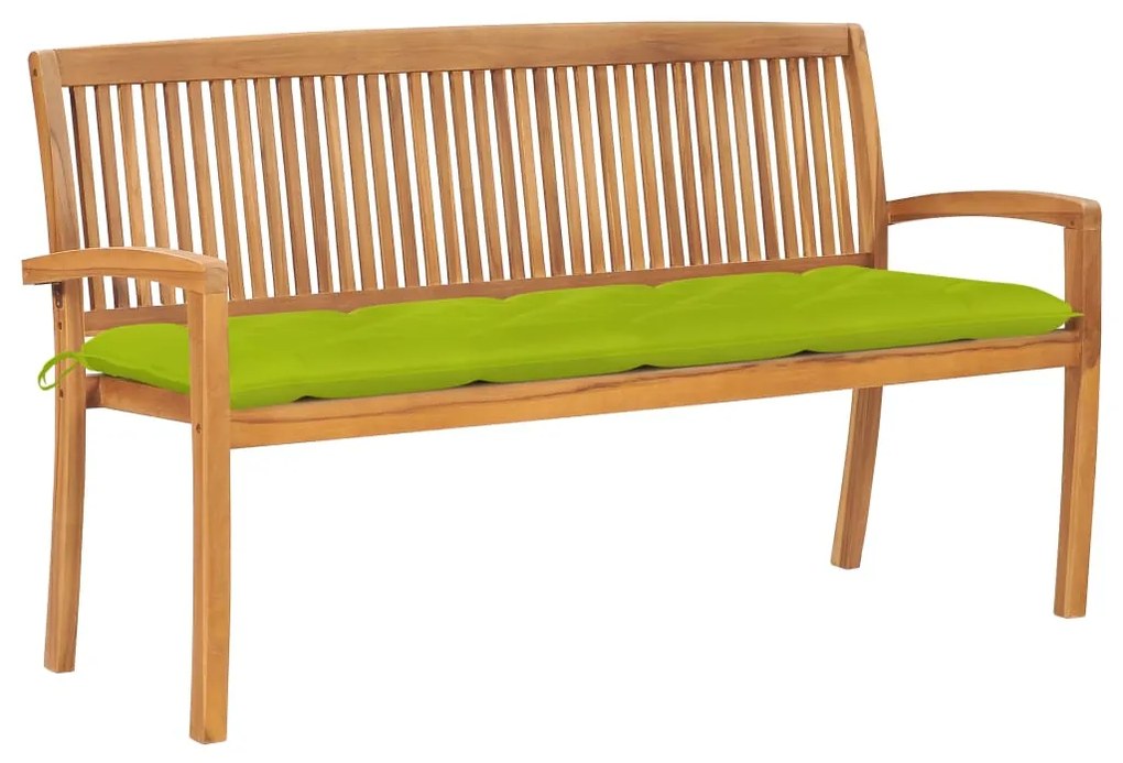 Panchina da Giardino Impilabile e Cuscino 159cm Teak Massello