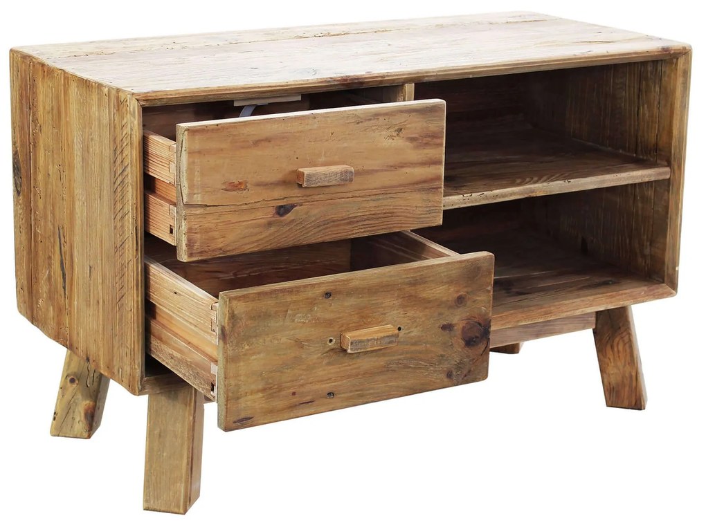 PINUS - comodino largo in pino riciclato