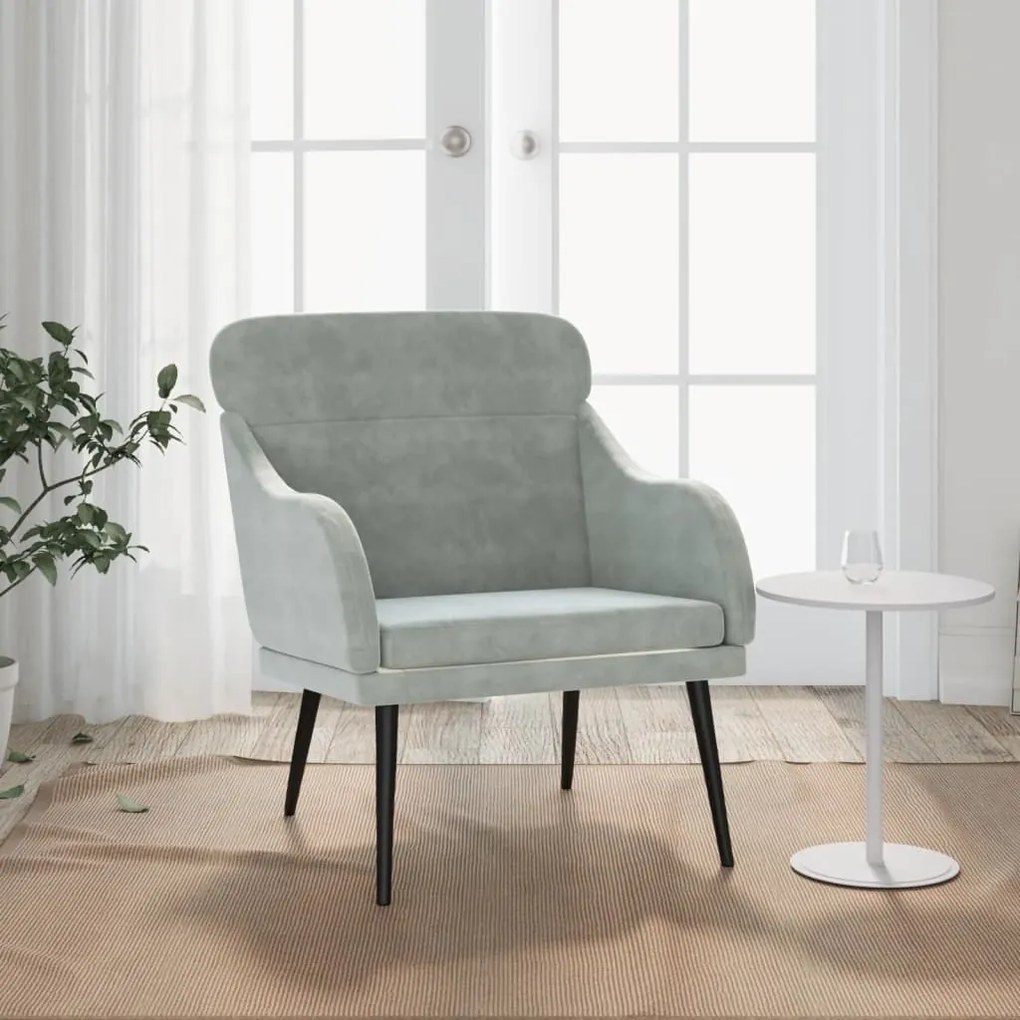 Poltrona Grigio Chiaro 63x76x80 Cm Velluto /
