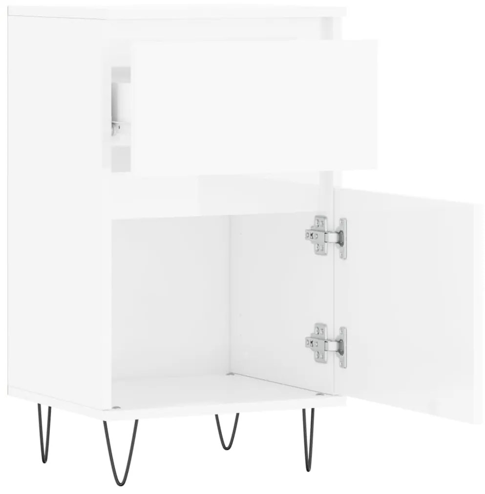 Credenza Bianco Lucido 40x35x70 cm in Legno Multistrato