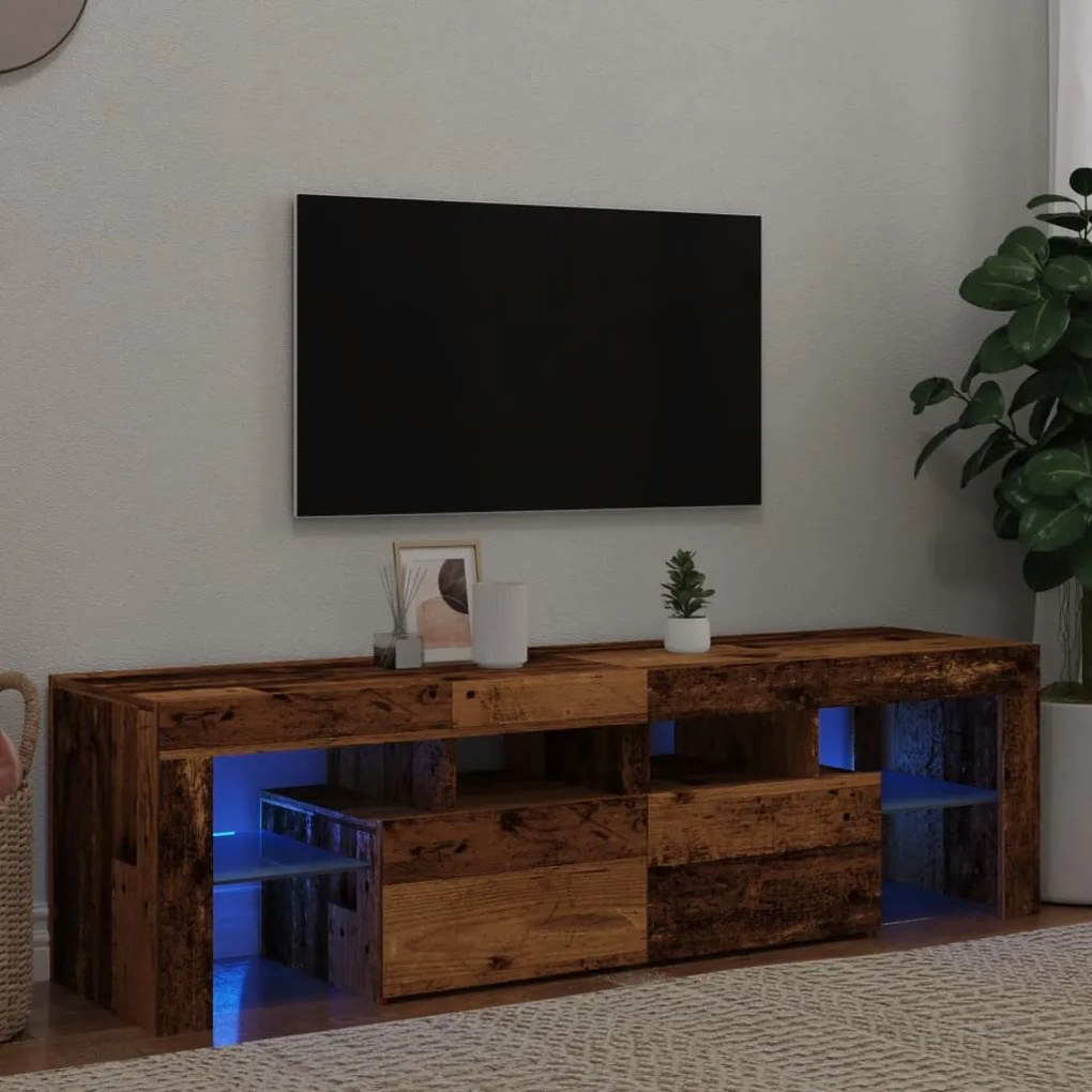 Mobile Porta Tv Con Led Legno Antico 140x36,5x40 Cm Multistrato /