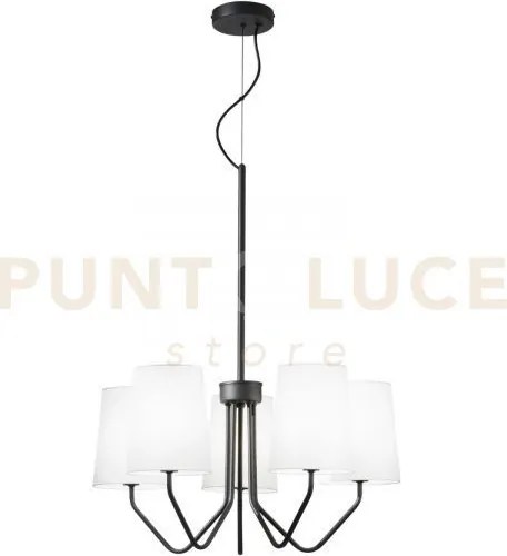 Lampadario a sospensione sally nera 5 luci attacco e14 60x150cm in ...