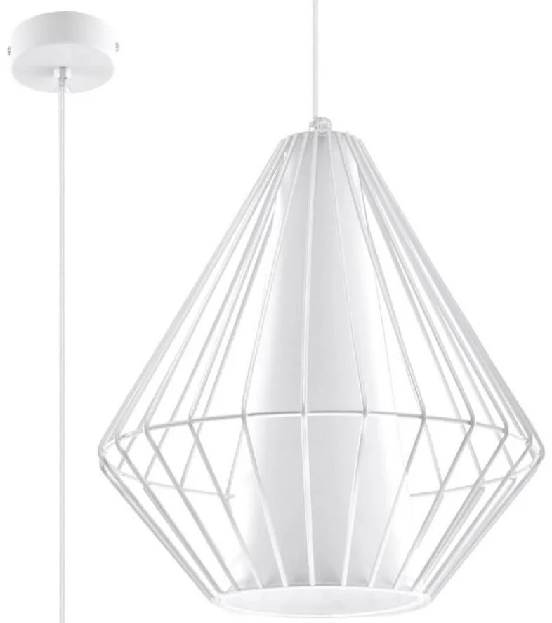 Lampadario a sospensione con filo DEMI 1xE27/60W/230V bianco
