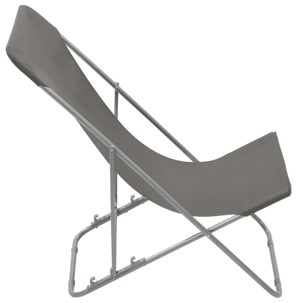 Sedia da spiaggia pieghevole 2 pz acciaio tessuto oxford grigio