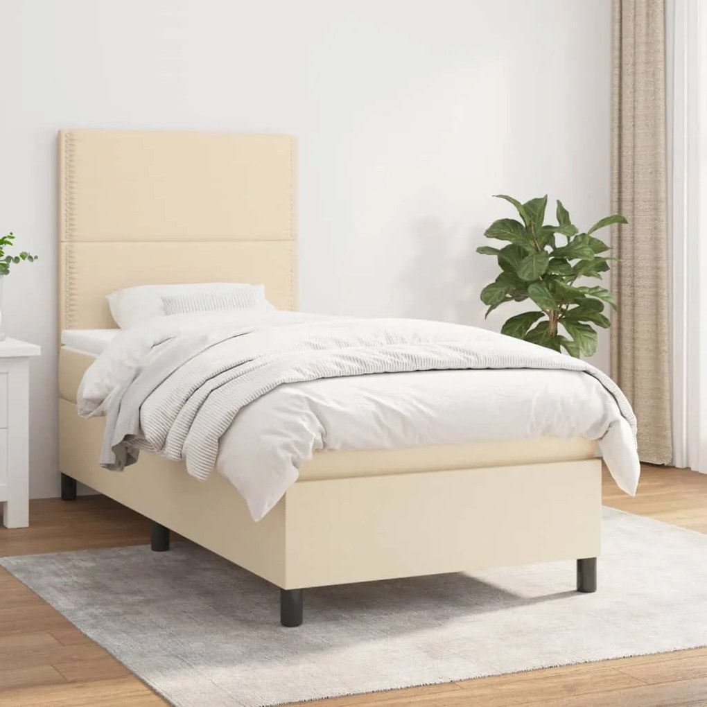 Giroletto A Molle Con Materasso Crema 90x190 Cm İn Tessuto /