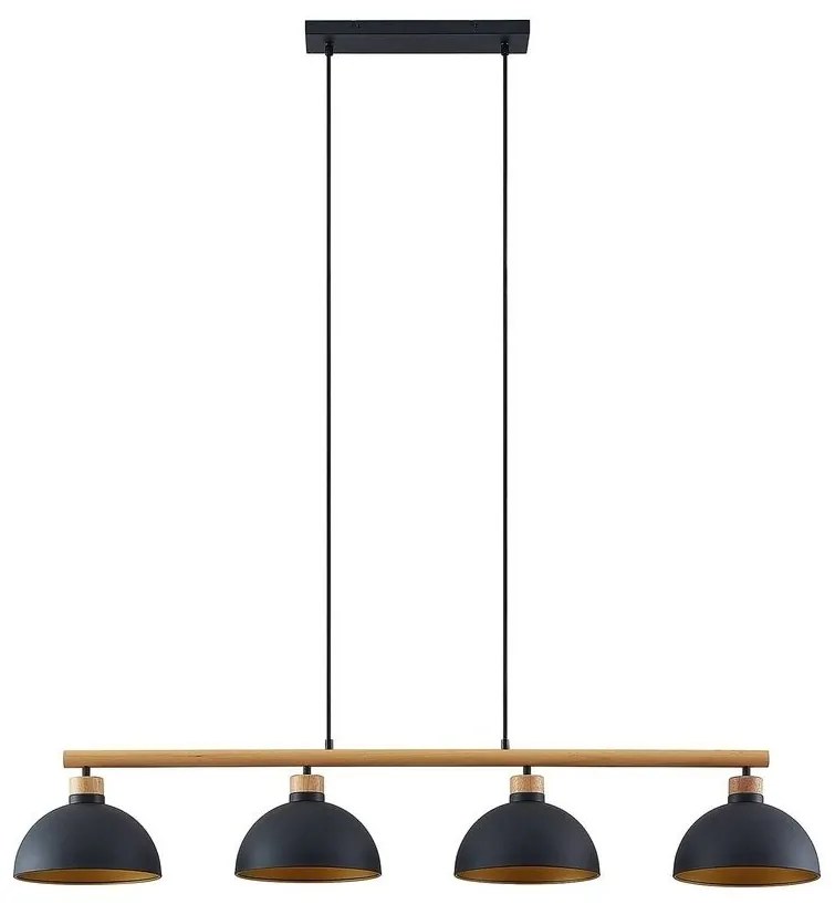 Lindby - Tirzana 4 Lampada a Sospensione Black/Light Wood Lindby