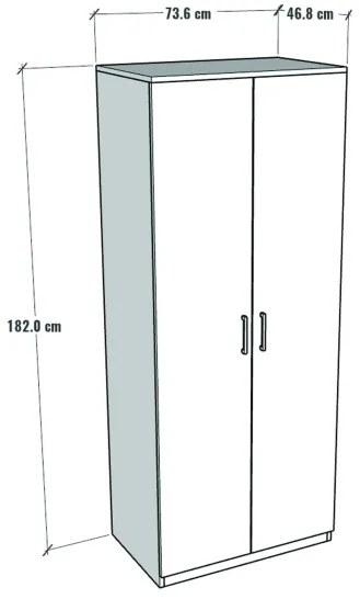 Armadio Guardaroba 74x45x182 Con Barra Appendiabiti Brando Bianco