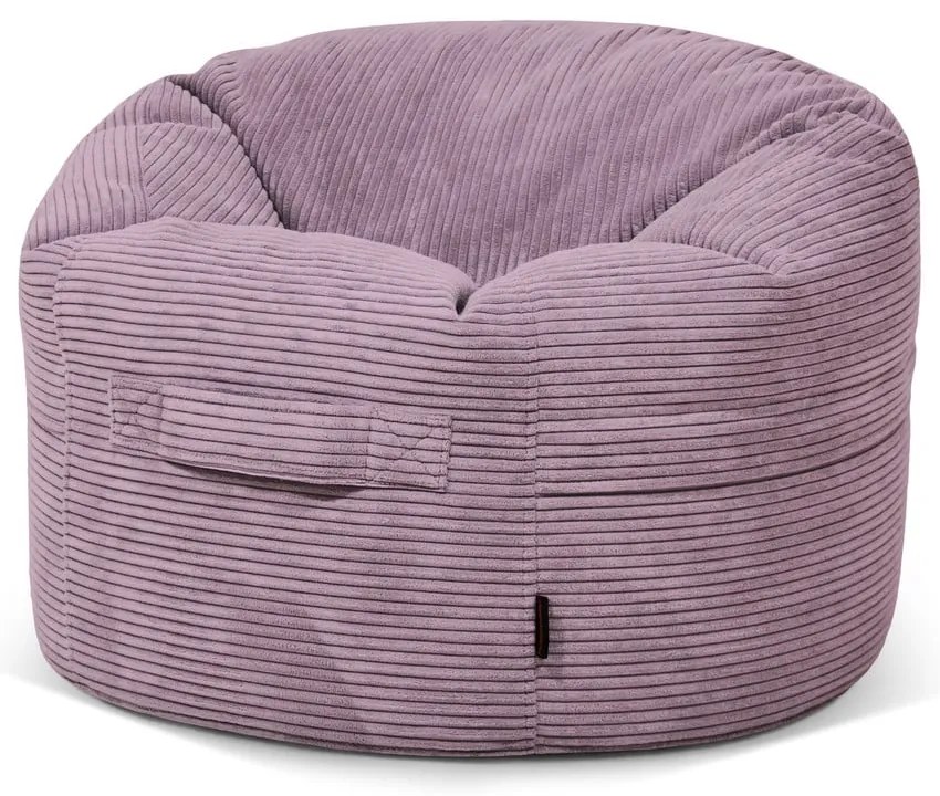 Pouf a sacco per bambini viola con rivestimento in velluto a coste Roll 80 – SLOWDOWN