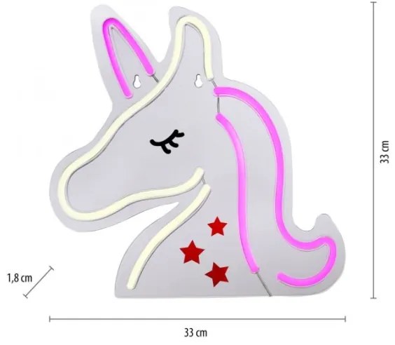 JUST LIGHT. 85025-70 - LED Decorazione murale al neon NEON LED/6,5W/5V unicorno