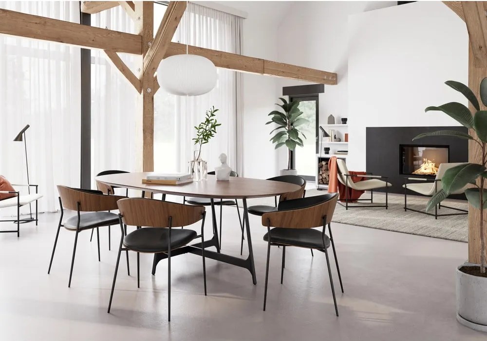 Sedia da pranzo nera/colore naturale chiaro con braccioli Crib – DAN-FORM Denmark