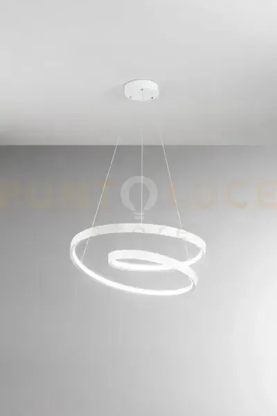 Sospensione in metallo bianco ritmo led 55w cct 3000k 4000k 6000k ...