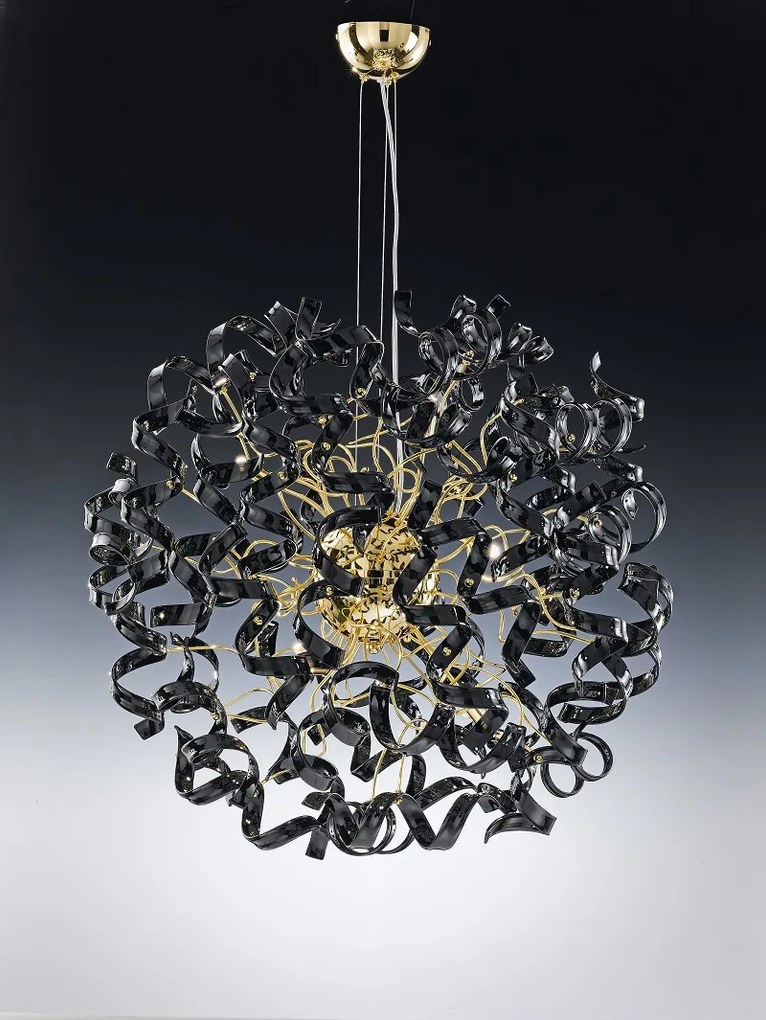 Sospensione 8  luci  - oro -   205.180-  Collezione  Astro - Metal Lux Nero