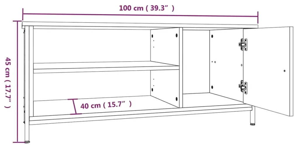 VidaXL Mobile Porta TV Nero 100x35x65 Cm – Legno Multistrato Con Ante, Ripiani E Luci LED, Supporto Per Media Center