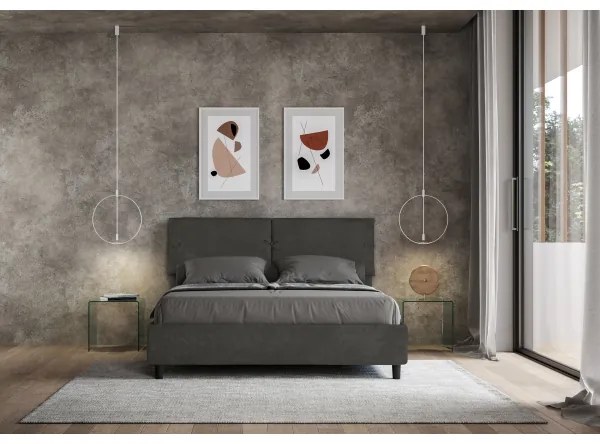 Letto matrimoniale e rete 160x190 in microfibra grigio Sleeper