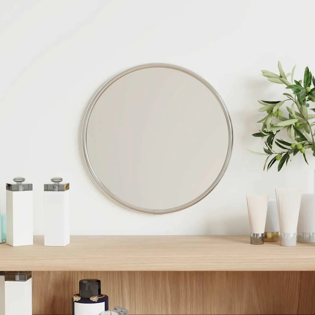 Specchio da Parete Rotondo con Cornice Elegante per Arredamento Interni, Ø 20 cm / Argento