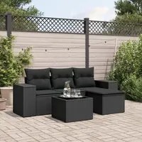 Set Divani da Giardino 5 pz con Cuscini in Polyrattan Nero 3254812