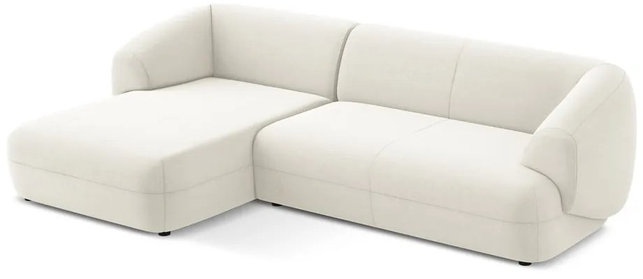 Divano angolare bianco (con penisola a sinistra) con rivestimento in velluto Moana – Makamii