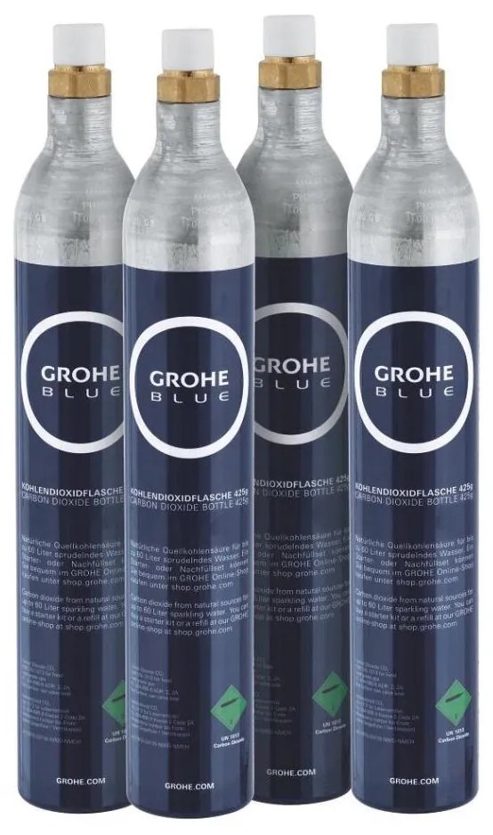 GROHE 40422000 - Bombola di carbonazione GROHE BLUE 425 g CO2 (4 pezzi) in acciaio inox