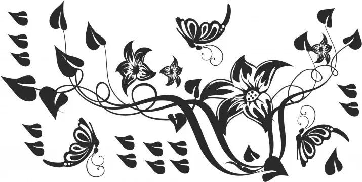 Adesivo murale per interni con fiori, farfalle e foglie 50 x 100 cm