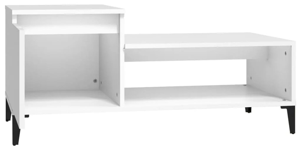 Tavolino da Salotto Bianco 100x50x45 cm in Legno Multistrato