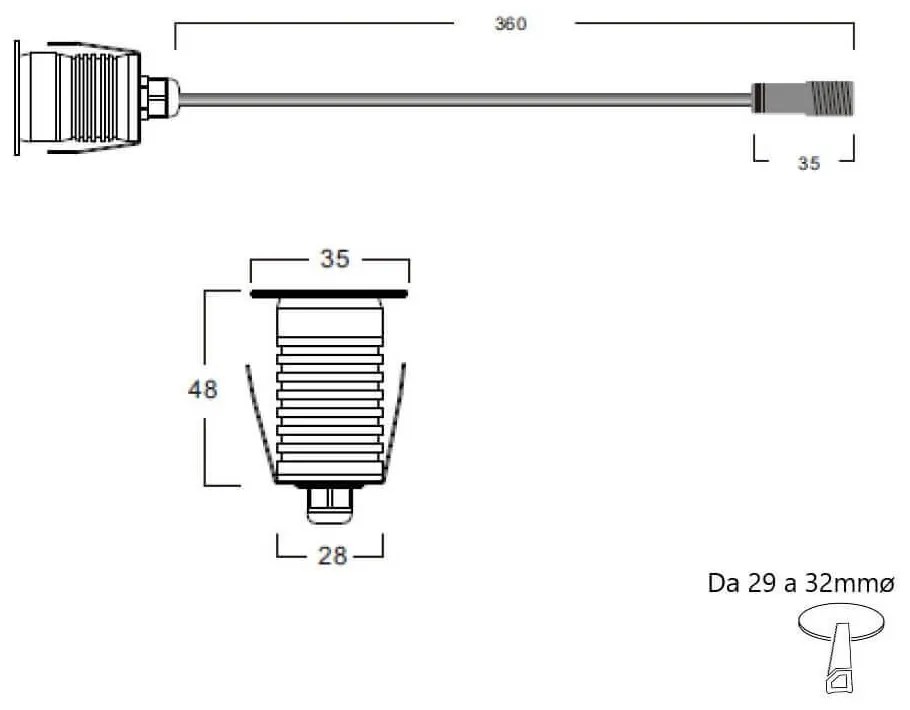 Faretto LED 3W IP67 LED OSRAM, luce ROSSO - Professional Colore Rosso