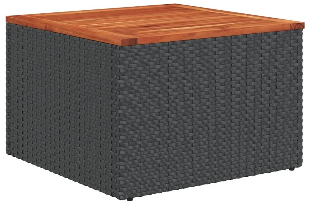 Tavolo da giardino nero 55x55x37 cm polyrattan e legno acacia