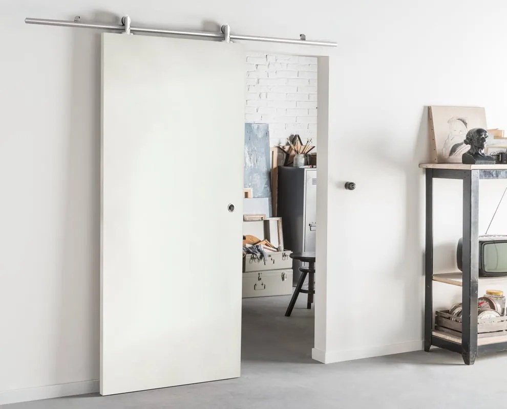 Porta scorrevole reversibile Oxford neve in mdf bianco, L 93 x H 212 cm, con binario Ermes