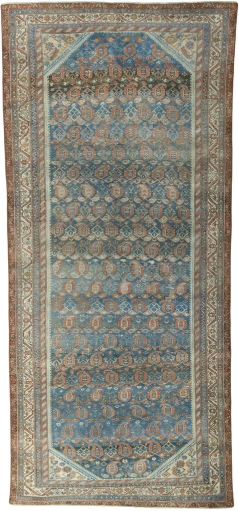 Hamedan Tappeto 160x370 Blu (Iran) Annodato A Mano