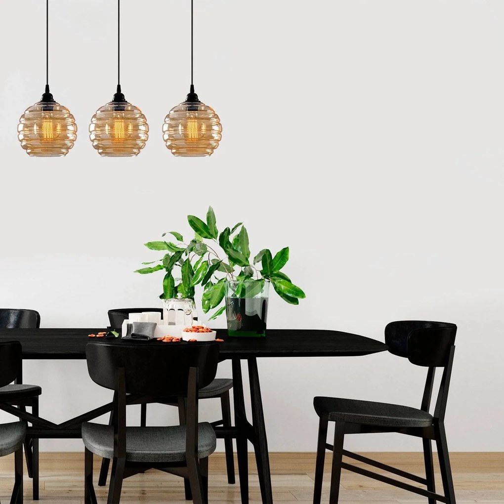 Lampada a sospensione in vetro Gold 012 Opviq, dimmerabile, Ottone / Oro, Soggiorno / Sala da pranzo, Vetro, Lampada a sospensione