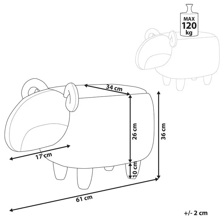 Pouf in tessuto grigio LAMB Beliani