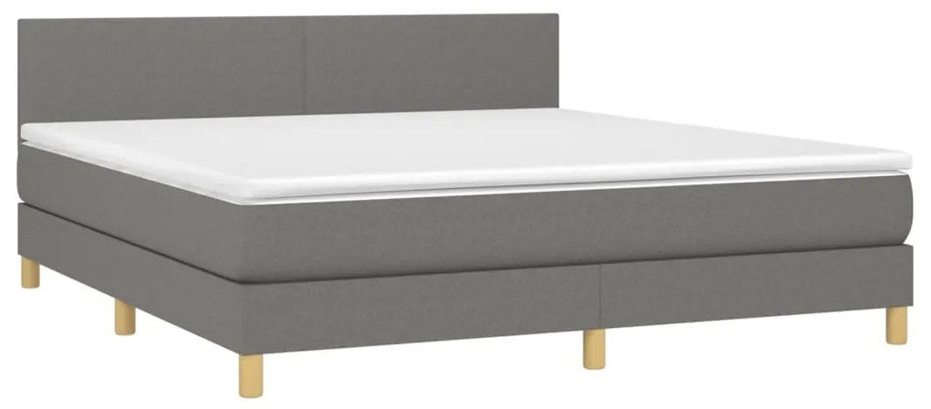 Letto a molle materasso e led grigio scuro 180x200cm in tessuto