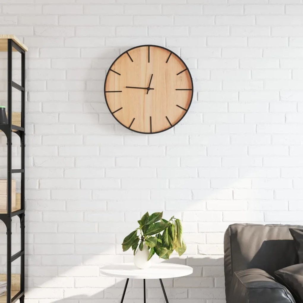 Orologio A Parete Marrone Ø39 Cm İn Ferro E Legno Multistrato /