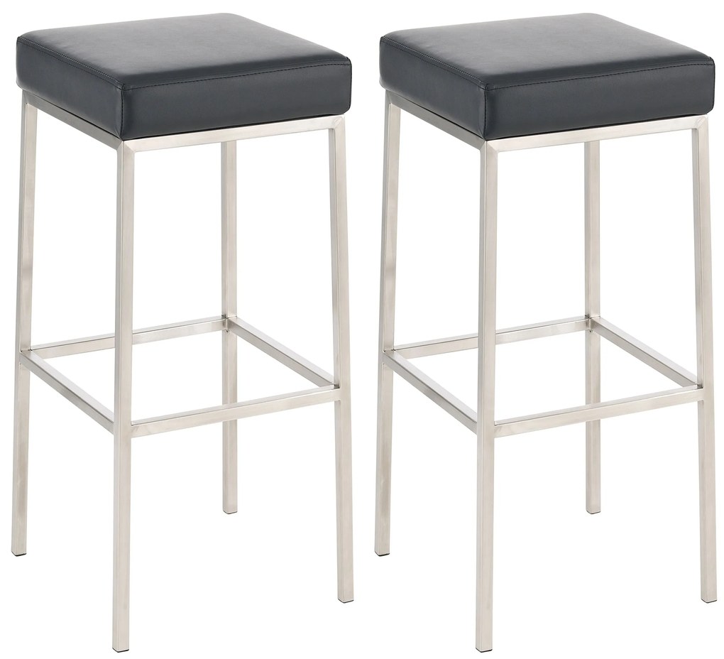 Set Di 2 Barhocker Montreal 85 İn Ecopelle: Eleganza E Qualità Per İl Tuo Spazio Bar! / Schwarz / Edelstahl